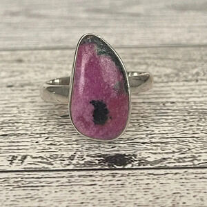 Sterling Silver 925 Genuine Rhodonite Ring Size 10.25